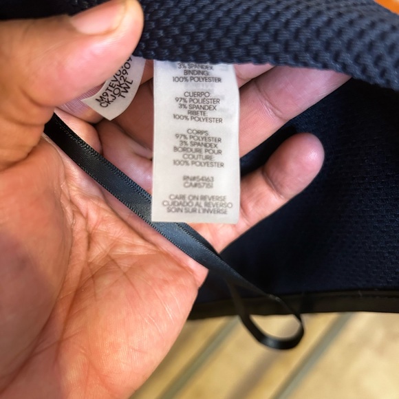 Calvin Klein Womens size XL Navy Blue Kiss Front Jacket Black Trim. - Picture 7 of 7